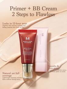 Missha BB Cream & Radiance Primer With Full Coverage, Anti-Aging SPF42 - MISSHA M Perfect Cover, 50ml-Long Lasting Full Coverage, Hydrating, Flawless Skin Makeup, CC Cream, Face Whitening Cream Hydrate Holiday Essential Rose Girl Best Color Charm Vibe, Christmas Gifts For Women, Fancy Fashion Women Brand Makeup Back To School, Wedding Dress For Bride, Summer, Valentines, Vacation, Valentine's Day - No.23 Natural Beige & Skin-toned primer - 查看 4