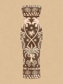 Vestido ajustado con estampado floral retro y estilo bohemio casual para mujeres, adecuado para vacaciones de verano - Multicolor 3 - Ver 4