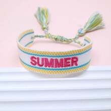 1pc SUMMER Bohemian Vacation Style Handmade Woven Bracelet Festival Gift Party Beach Travel Wear Boho Wristband - Multicolor - View 5
