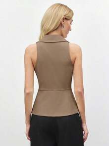 Blusa sin mangas de cuello blanco para mujer, de estilo urbano moderno y elegante, versátil para uso diario, con un toque retro de los 90.Adecuada para Navidad, Año Nuevo, San Valentín, fiestas, playa, graduación, moda, festivales, vacaciones, in - Marrón 2 - Ver 6