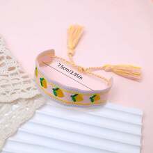 1 pieza Pulsera trenzada elegante y linda hecha a mano con bordado de limón, tamaño ajustable, borla vintage, adecuada para fiesta, viaje, uso bohemio - Multicolor - Ver 5