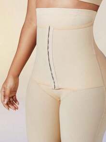 1 Piece Women's High Waist Shaper, Apricot Color, Center Snap Closure, Adjustable, Slimming Waist And Butt Lifting Effect, Flat Tummy Bodysuit, Shorts, Sexy Lingerie, Waist Trainer, High Waist Shapewear Pants - 杏 - 查看 5
