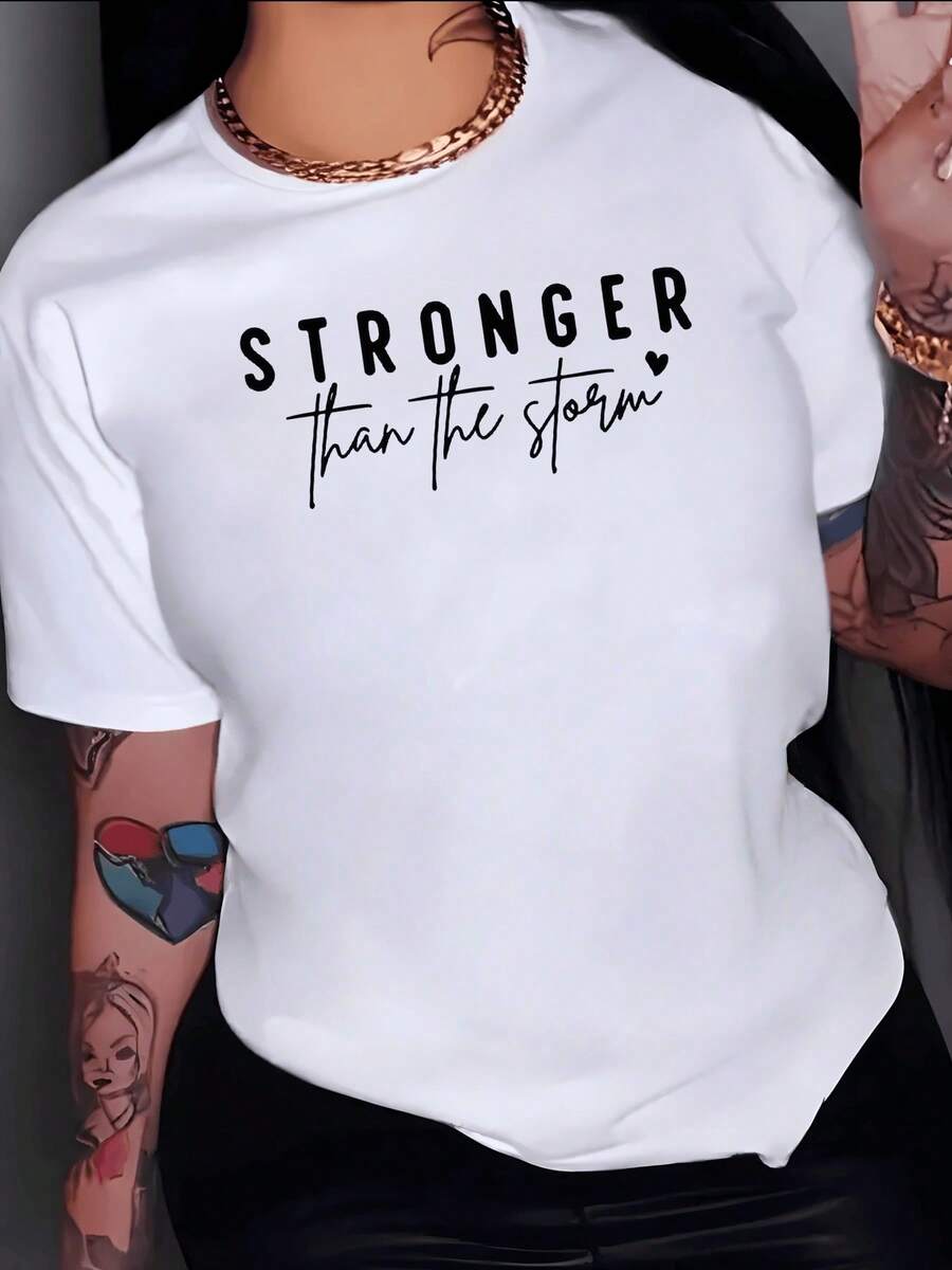 An Inspirational Phrase That Conveys Inner Strength And Hope With Words That Motivate You To Overcome Any Storm With Confidence. A Modern And Comfortable Women's T-Shirt For Everyday Wear. - White - View 1