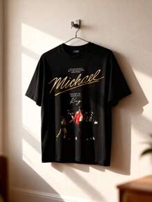 Camiseta retro de , camiseta gráfica del Rey del Pop, camiseta vintage de , camiseta clásica para fans de  camiseta de la leyenda de la música de los 80, blusas de mujer, camisetas de mujer, tops de mujer, top, camisetas, unisex. - Negro - Ver 1