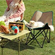 1pc Small Size Jute Folding Chair, Outdoor Portable Reclining Chair, Camping Chair, Backrest Wooden Bench, Fishing Stool, Foldable Stool, Cat Scratching Chair, Resting Chair (Load Capacity 120lbs) - Apricot - View 1