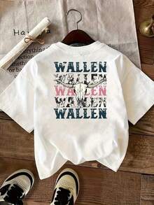 Printed T-Shirt With Front And Back Designs, WAEN, Skull Print, Round Neck, Short Sleeves, Comfortable Fit, Classic Design, Fashionable Item, Double-Sided Printed Top For Women. Elegant Party Outfit, T-Shirt For Elegant Ladies, Blouses Suitable For Curvy Women, Prom Skirts, Casual Wear - 白色 - 查看 2