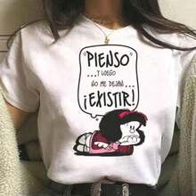 1 Mafalda Brainstorms T-Shirt, Spanish Latin Icon, Funny T-Shirt, Culture And Language, Comic T-Shirt, Generates Smiles, For Adult Or Child, 180g 100% Cotton. - 黑色 - 查看 8