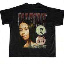 1 Piece Funny Retro 90s Rapper Cat Print T-Shirt, Round Neck, Short Sleeve, Women's Cotton, Summer, 180g, 100% Cotton. - Black 15 - View 1