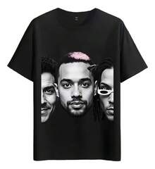 T-Shirt: Fashionable Printed Short-Sleeved T-Shirt, Comfortable, Soft To The Touch, And Breathable, With A Simple Round Neck, Versatile For Everyday Wear, Casual Style. Women's Shirts, Women's Sweatshirts, Women's Sweater, Casual Blouse, Summer Dresses - 黑色 - 查看 6