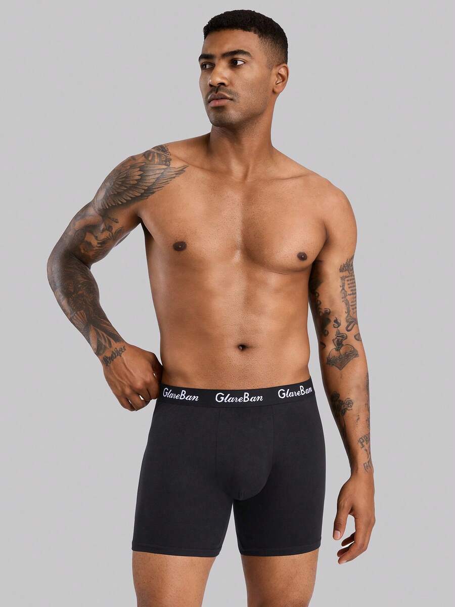 1 chiếc quần boxer nam màu đen dáng lửng, đồ lót nam thoải mái mới. - màu đen - Xem 1