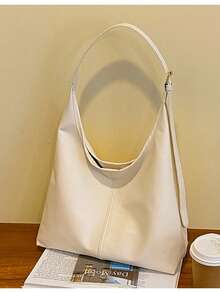 Women's Solid Color PU Leather Fashion Large Capacity Shoulder Bag For Daily Use - White - View 4