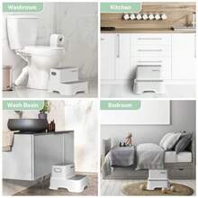 COOSEYA - Taburete para 2 niños pequeños, taburete para lavabo de baño, cocina, multifuncional, antideslizante, doble para niños color gris, 2 paquetes - Gris - Ver 7