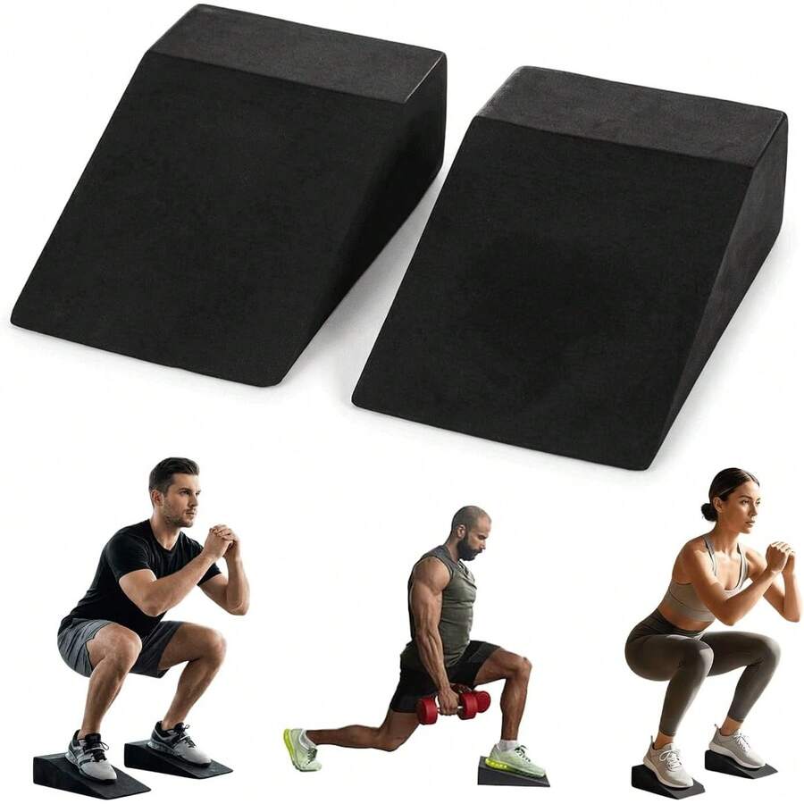 2pcs Yoga Wedge Blocks, Suitable For Fitness Squat Posture Correction Training/Yoga Balance Pose Assistance/Post-Workout Muscle Recovery Stretching, Essential Fitness Tool For Family And Couples, Used For Elevated Heel Squats, Calf Stretching Incline Board To Improve Flexibility, Balance And Strength - Multicolor - View 1