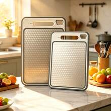 1/2pcs Double-Sided Cutting Board Set, Includes Knife Sharpener, Bottle Opener, Garlic Grinder, Made Of Wheat Straw And 430 Stainless Steel, Large Non-Slip Kitchen Chopping Board, Handleless, Suitable For Meat, Bread, Cheese, Vegetables, Chicken, Barbecue - View 1