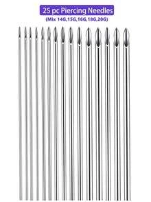 40pcs Piercing Tool Set - Usiriy 20G 18G 16G 14G 12G Piercing Needle Set Body Piercing Tool Kit Piercing Needle Clamp Set Suitable For Ear Nose Belly Button Tongue Eyebrow Piercing Accessories - Multicolor - View 12