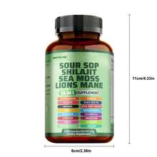 Miriyalyad 24 In 1 Soursop Shilajit Sea Moss Lions Mane Supplement, Immune & Energy Support, 120 Capsules - 1PCS - View 10