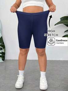 Pantalones Cortos de Compresión de Talla Grande  Negros de Secado Rápido y Refrigeración - Azul Marino - Ver 1