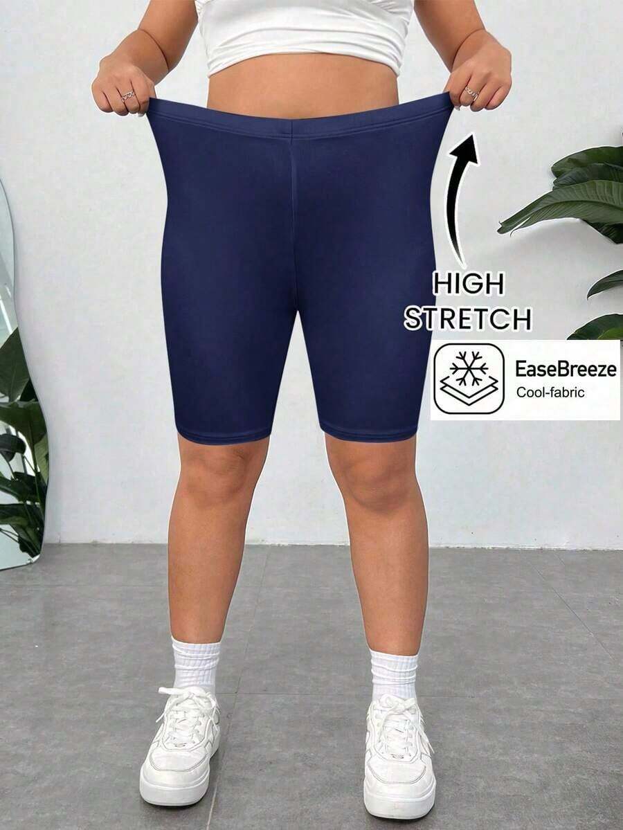 Pantalones Cortos de Compresión de Talla Grande  Negros de Secado Rápido y Refrigeración - Azul Marino - Ver 1