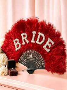 Elegant Pearl Inlaid Bridal Fan, Suitable For Brides-To-Be, Non-Foldable Handheld Style, Applicable For Weddings And Bachelorette Parties - Multicolor - View 20