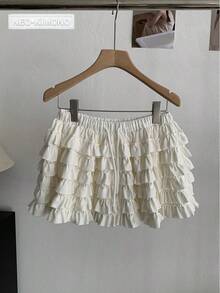 2026 Spring New Arrival N&K [Immediate Shipping] Kayohen Cake Skirt | Cute And Fluffy Silhouette, Available In White, Light Blue, Khaki, Denim Blue, And Black. Size S (40-50kg) - White - View 2