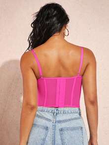 Top de tirantes bustier ribete con encaje - Rosa Fucsia - Ver 2
