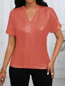 Camisa de solapa brillante para ropa de fiesta de vacaciones - Naranja - Ver 4