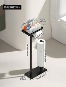 1 pieza Soporte de papel higiénico blanco/negro con soporte para teléfono y bandeja de almacenamiento, sostiene 3 rollos de repuesto, dispensador de papel higiénico independiente, accesorio de baño - Multicolor - Ver 11