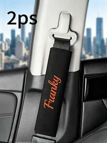 2 Pieces Custom Embroidered Car Seatbelt Shoulder Cushion, Soft And Comfortable, Anti-Friction, Stylish And Minimalist. Suitable For Backpacks And Seatbelts, An Ideal Gift For Friends, Road Trip - Black - View 6