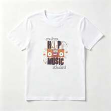 Radio Caricatura Playera de Algodón Blanca Estilo Musical Divertido - Blanco - Ver 1