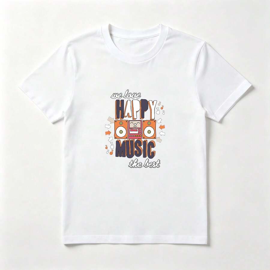 Radio Caricatura Playera de Algodón Blanca Estilo Musical Divertido - Blanco - Ver 1