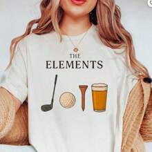 Camiseta con Estampado de Elementos de Golf para Mujer, Ligera y Transpirable, Cuello Redondo, Manga Corta, Tops de Primavera Verano, Camisetas Básicas Suaves, Ropa para Vacaciones en la Playa, Camiseta para Mujer - Blanco - Ver 1
