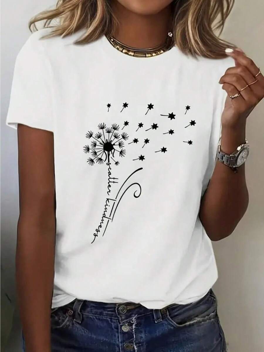 Funny Unisex 100% Cotton T-Shirt - Casual Round Neck Style With Fun Prints, Suitable For Gardening, Black And White Print, Ideal Gift For Halloween, Christmas And Birthdays, Comfortable To Wear All Year Round. - 黑色 - 查看 1