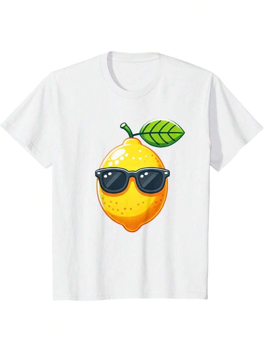 Women Men Vibrant Lemon Splash Refreshing Citrus Look Tee Top T-Shirt - White - View 1