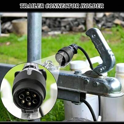 Trailer Connector Bracket, With Trailer Hitch Plug Installation Base, Waterproof Design, Sturdy Plastic Material. Suitable For Front Mounting, Great For Trailer Parking, Trailer Modification Accessory