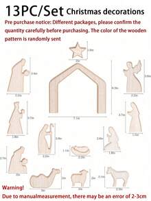 7pcs Wooden Easter Resurrection Scene & Cross Decor Set, Jesus Tomb Tray, Nativity Scene Decor, Suitable For Religious Places, Home Office Desktop, Christian Gifts, Home Figurine Decor, Easter Gravesite & Dining Table Decor, Mothers Day Gift, Birthday Gifts For Moms, Christmas Decorations 13pcs (Color Randomly Sent) - Brown - View 13