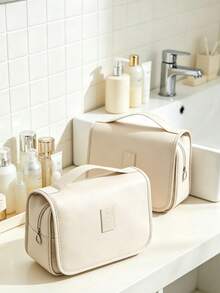 1 pieza Bolsa de aseo de viaje multifuncional, bolsa colgante para maquillaje, organizador de cosméticos, gran capacidad, soporte impermeable para brochas de maquillaje, esencial para la playa, necesidad para vacaciones y viajes de negocios, almacenamiento de cosméticos y artículos de papelería - Multicolor - Ver 5