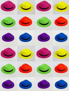 24 chiếc mũ tiệc nhựa neon, mũ Fedora phong cách gangster neon cho người lớn, mũ huỳnh quang phản ứng UV, mũ Fedora tiệc cho sinh nhật, tiệc âm nhạc, đám cưới, v.v., với hiệu ứng phát sáng trong bóng tối phong cách gangster - Nhiều màu - Xem 2