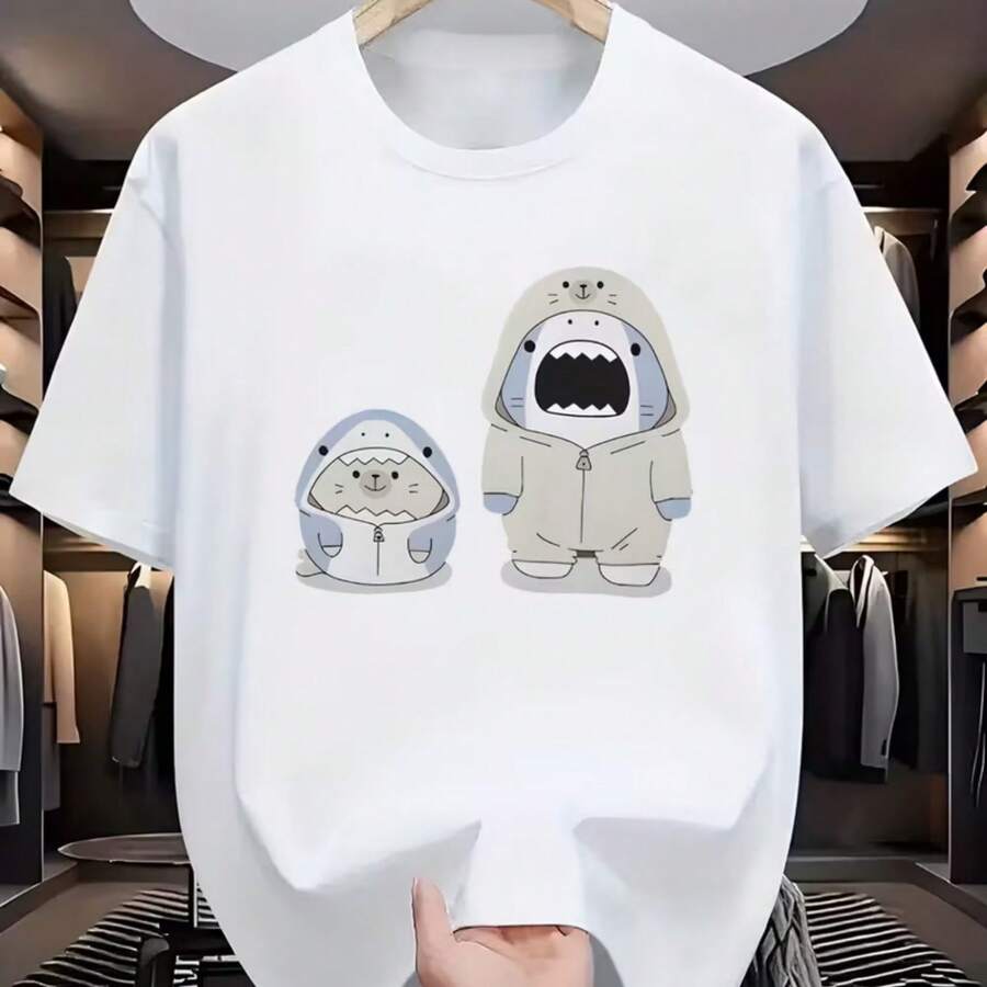 Printed T-Shirt For Men And Women - White - View 1