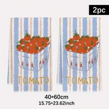 2pcs Tomato Graphic Kitchen Towels, Rectangular Super Soft Microfiber Kitchen Towels, Dish Cloths, Cleaning Rags, Hand Towels, Cooking Baking Tea Towels, Kitchen Decor, Housewarming Gift, Birthday Gift, Bathroom Cleaning Wipes, Decorative Towels - Multicolor - View 2