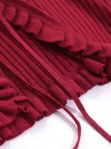 Cárdigan rojo con volantes para el Día de San Valentín de las mujeres, ropa de otoño - Rojo - Ver 8