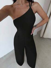 verano nuevo, elegante y minimalista de lino de color albaricoque con espalda descubierta, plisado en la cintura y piernas anchas, para vacaciones, uso diario y todas las estaciones - Negro - Ver 5