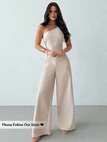 verano nuevo, elegante y minimalista de lino de color albaricoque con espalda descubierta, plisado en la cintura y piernas anchas, para vacaciones, uso diario y todas las estaciones - Albaricoque 2 - Ver 8