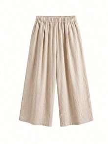 Comfortable And Loose-Fitting Elastic-Waist Pleated Shorts/Skirts, A Basic And Versatile Style For Everyday Wear, Flattering The Figure, In Apricot Color, For Plus-Size Women, For Spring/Summer - 柿子2 - 查看 9