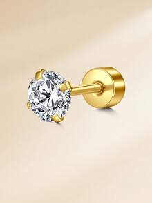 CIZME 20G 不鏽鋼平底耳釘，適合女性與男性，附 3mm、4mm、5mm、6mm、7mm、8mm 立方氧化鋯螺絲背耳釘套組，適合耳部佩戴 - 平底 - 查看 12