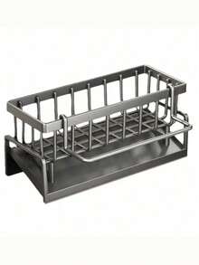 Multifunctional Sink Dish Drying Rack, Stainless Steel Cutlery Holder With Drain Basket, Suitable For Small Kitchen Space - Multicolor - View 3