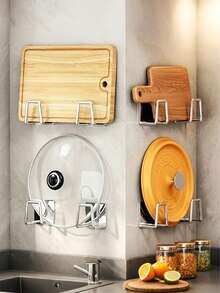 Estante de almacenamiento montado en la pared | Organizador colgante multifuncional, adecuado para cocina y baño, instalación sin perforación, perfecto para almacenar tablas de cortar y tapas de ollas, también se puede usar como estante para báscula inteligente y estante de almacenamiento práctico - Multicolor - Ver 3