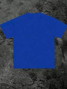 VHUTHK (220 Cotton T-Shirt) For Men, Round Neck, Short Sleeve, Casual, Printed, Y2k Style - 藍色 - 查看 2