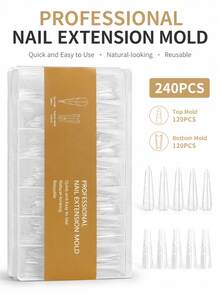 Molde de puntas de uñas tipo sándwich, puntas de extensión de uñas trapezoidales semi-mate sin costuras sin limar en capas - Ver 1