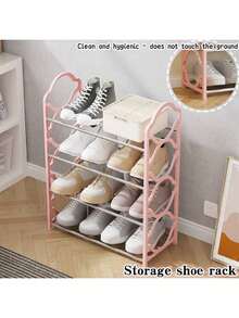 1pc Multi-Layer Storage Shoe Rack, Organizer Shoe Rack, Multi-Functional Shoe Rack, Shoe Rack Organizer, Shoe Storage Rack, Shoe Storage Unit, Thickened Shoe Rack, 4-Layer Shoe Rack, Closet Shoe Rack, Floor Shoe Rack Cabinet, Black , White , Pink, Space-Saving Stackable, Shoe Cabinet Storage, Shoe Storage, Home Decor Living Room, Home Decor, Shoe Rack Organizer - Multicolor - View 7