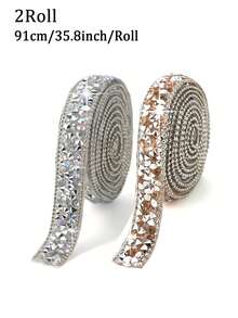 Shiny Rhinestone Strip, Resin Rhinestone Ribbon Self-Adhesive Diamond Strip Crystal Strip Glitter Diamond Waistband Sparkling Rhinestone Rope Suitable For Christmas Art Handmade Crafts Bags Phones Cars Wedding Cake Decoration, Adhesive Crystal Strip Clothing Ribbon Fashion Jewelry Decoration Accessories - Multicolor - View 11